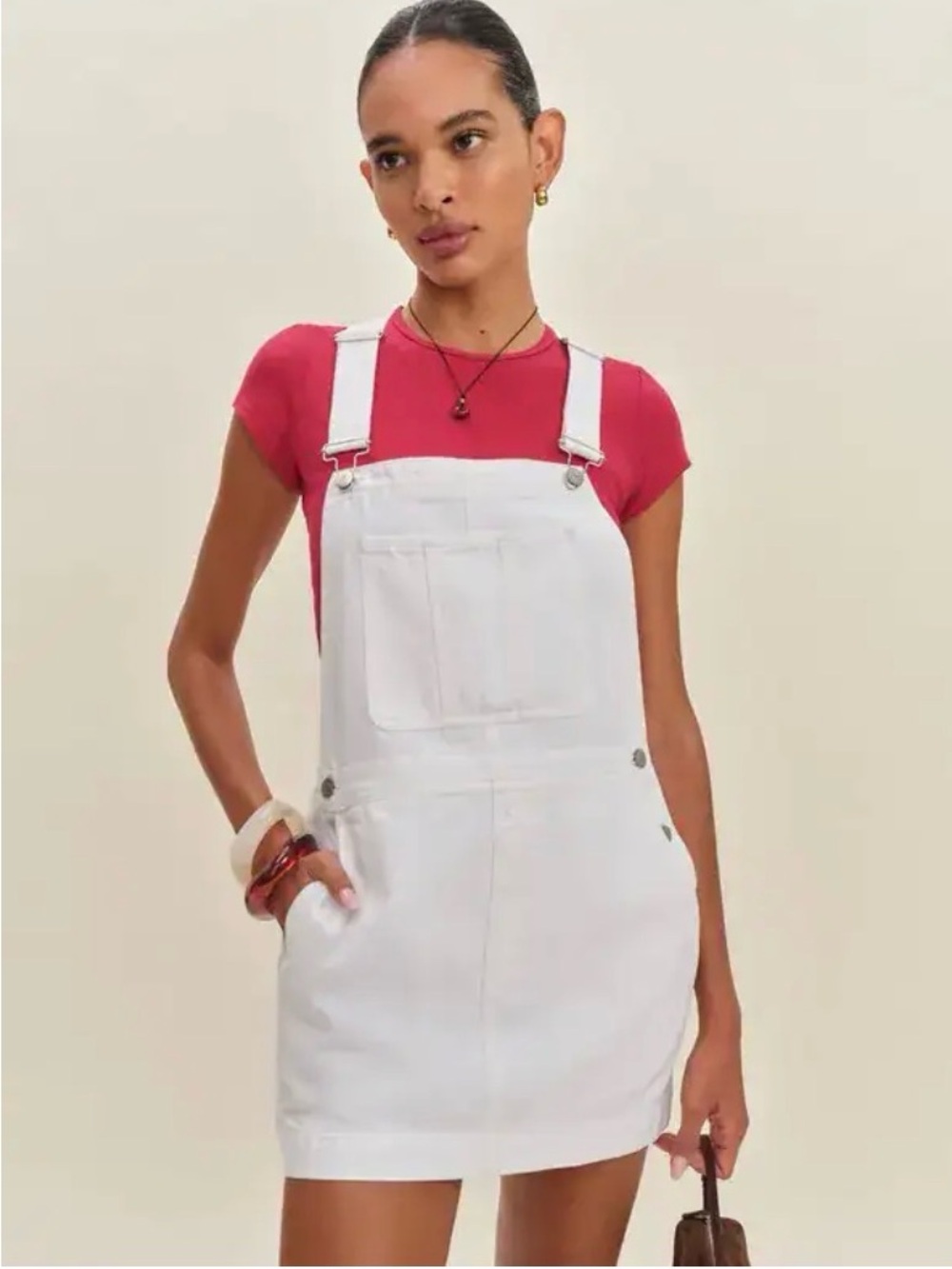 Reformation Fawn Denim White Skirtall
